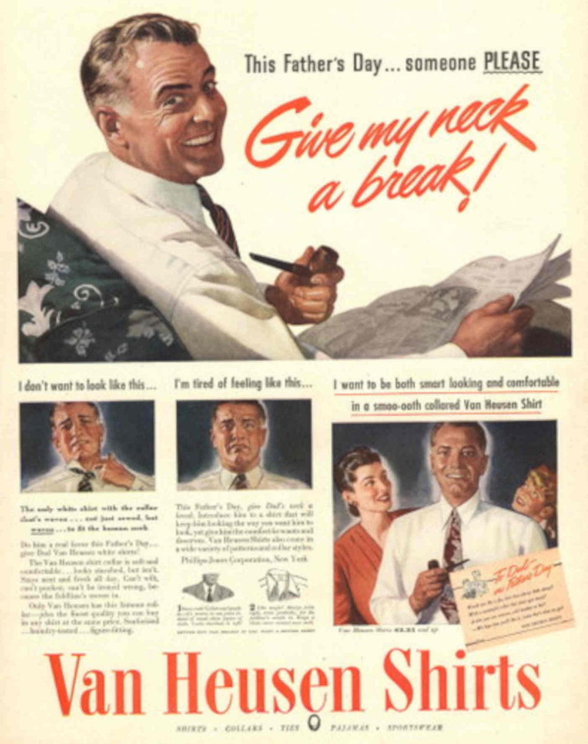 Van Heusen Shirts 1 1940s Vintage Retro Advert Poster