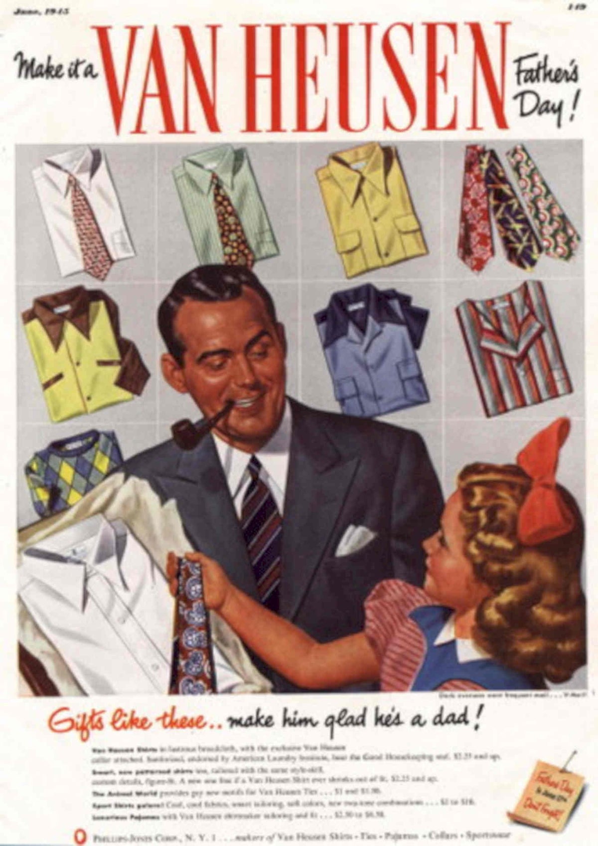 Van Heusen Shirts 2 1940s Vintage Retro Advert Poster
