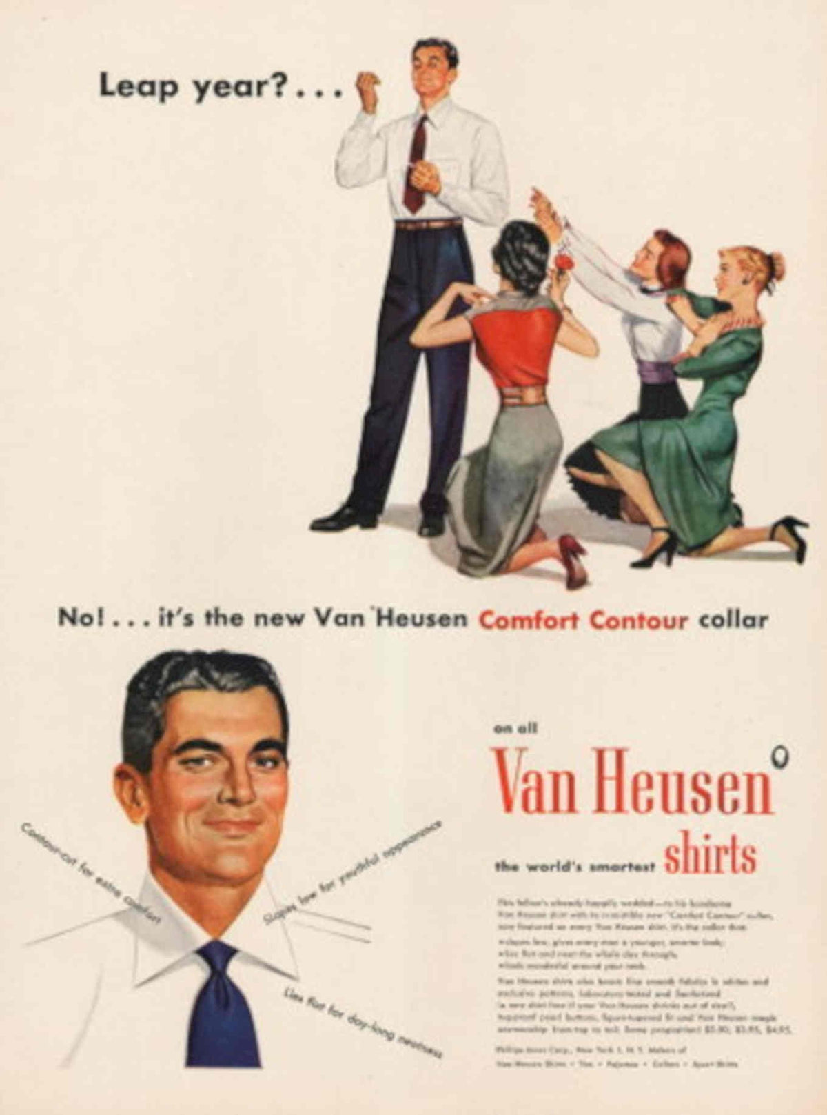 Van Heusen Shirts 3 1940s Vintage Retro Advert Poster