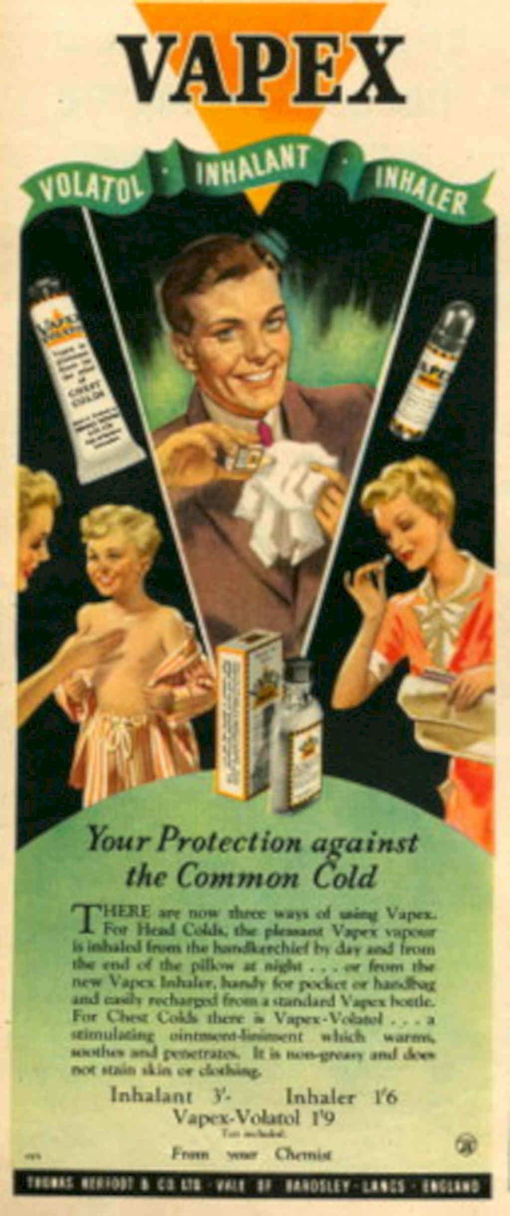 Vapex Cold Remedy 1950s Vintage Retro Advert Poster