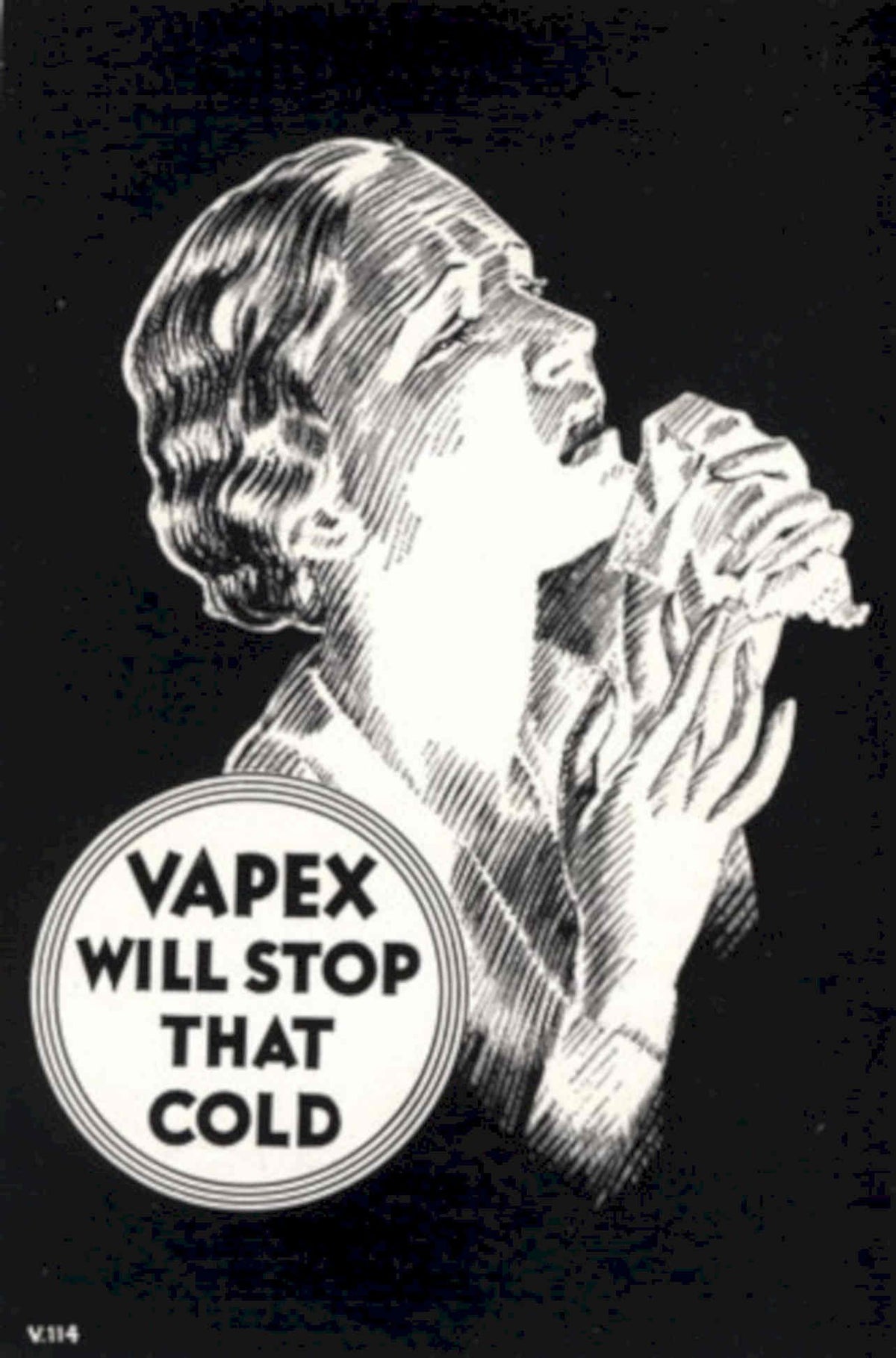 Vapex Cold Woman 1930s Vintage Retro Advert Poster
