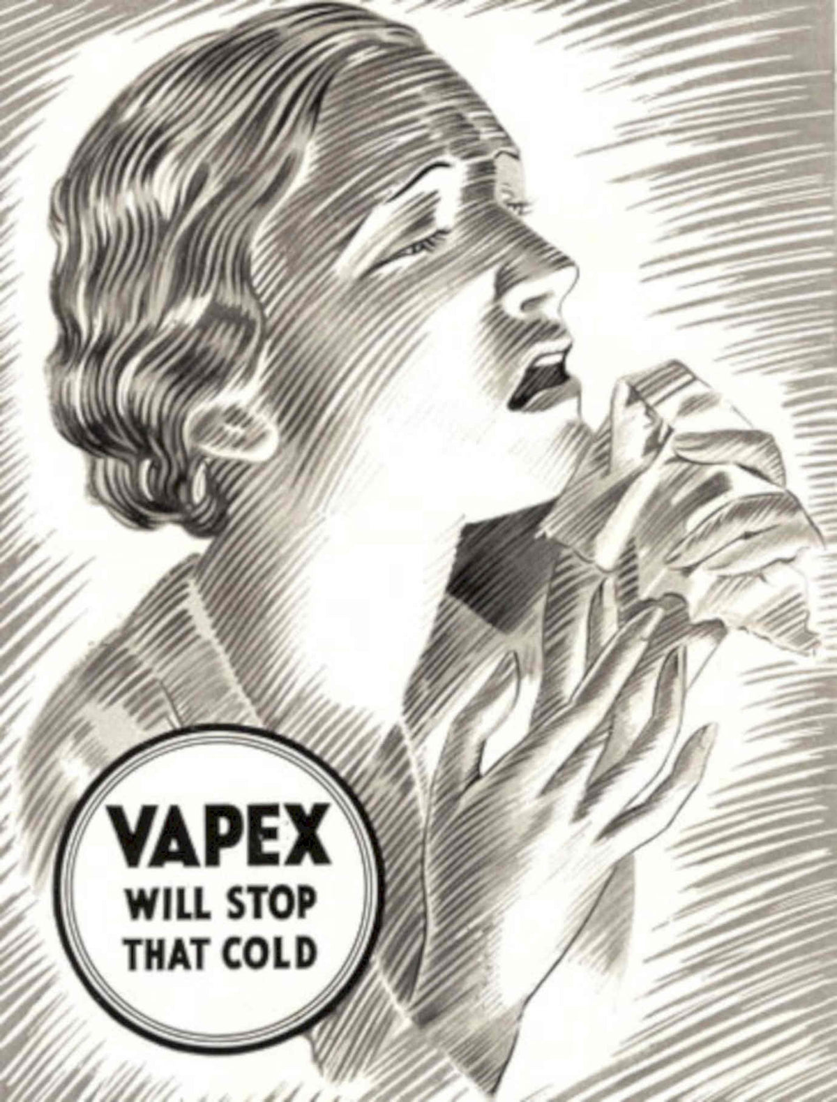 Vapex Cold Woman 1950s Vintage Retro Advert Poster