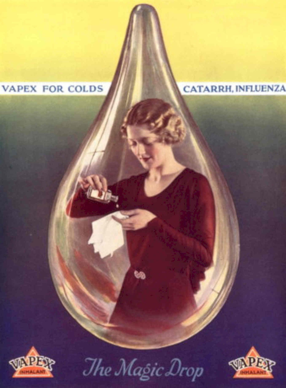 Vapex Drop Bottle 1940s Vintage Retro Advert Poster