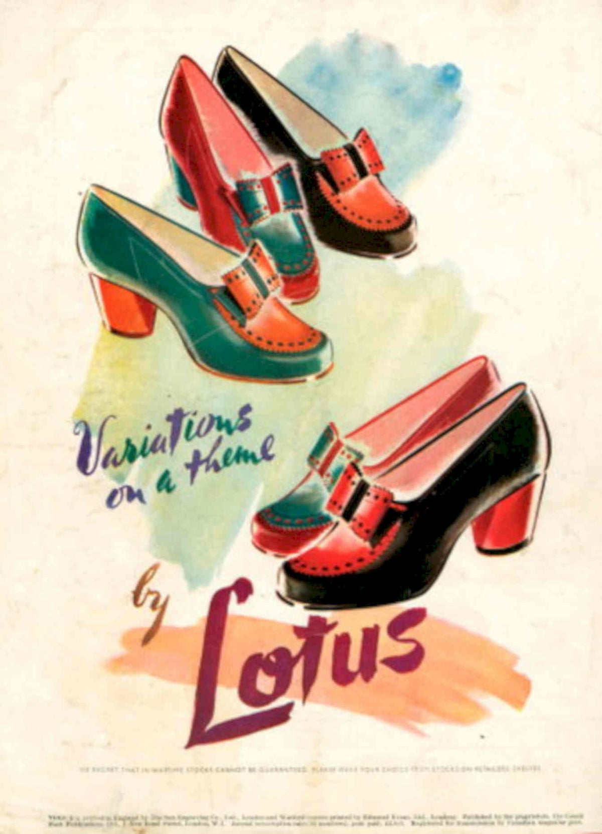 Variations Theme Shoes 1940s Vintage Retro Advert Poster