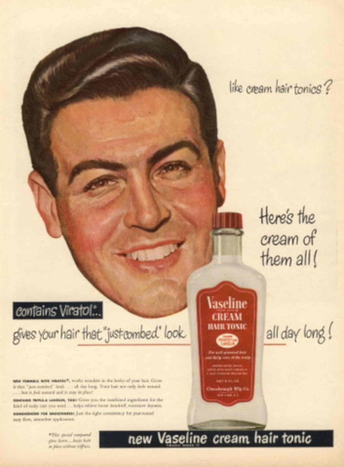 Vaseline Hair Tonic 1 1940s Vintage Retro Advert Poster