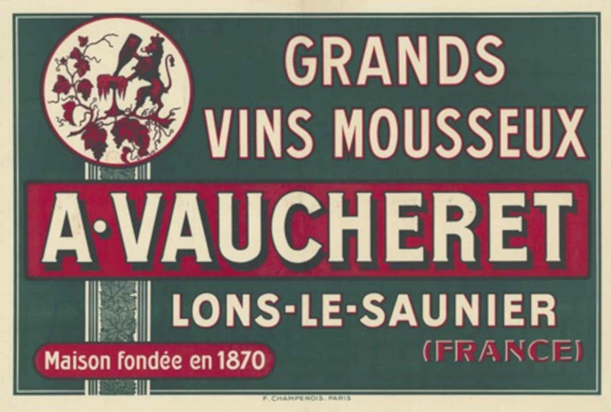 Vauchere Wine Lions Vintage Retro Advert Poster