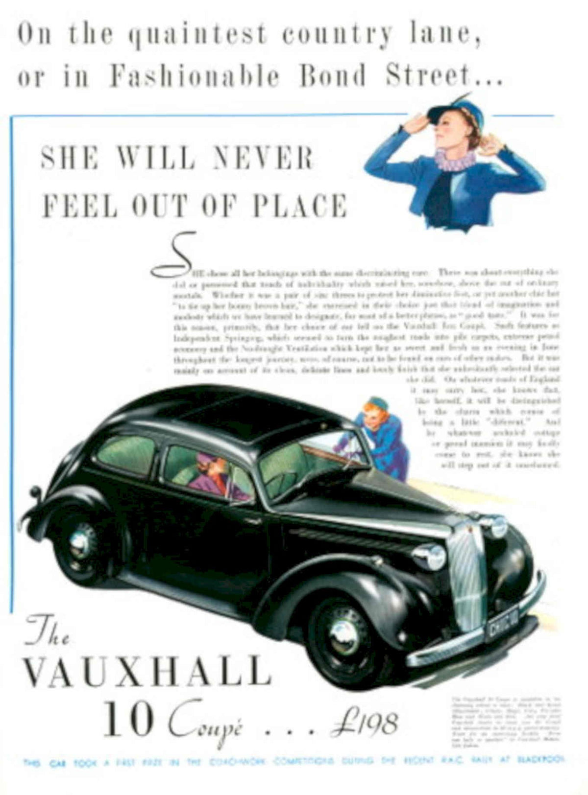 Vauxhall 10 Coupe 2 1930s Vintage Retro Advert Poster