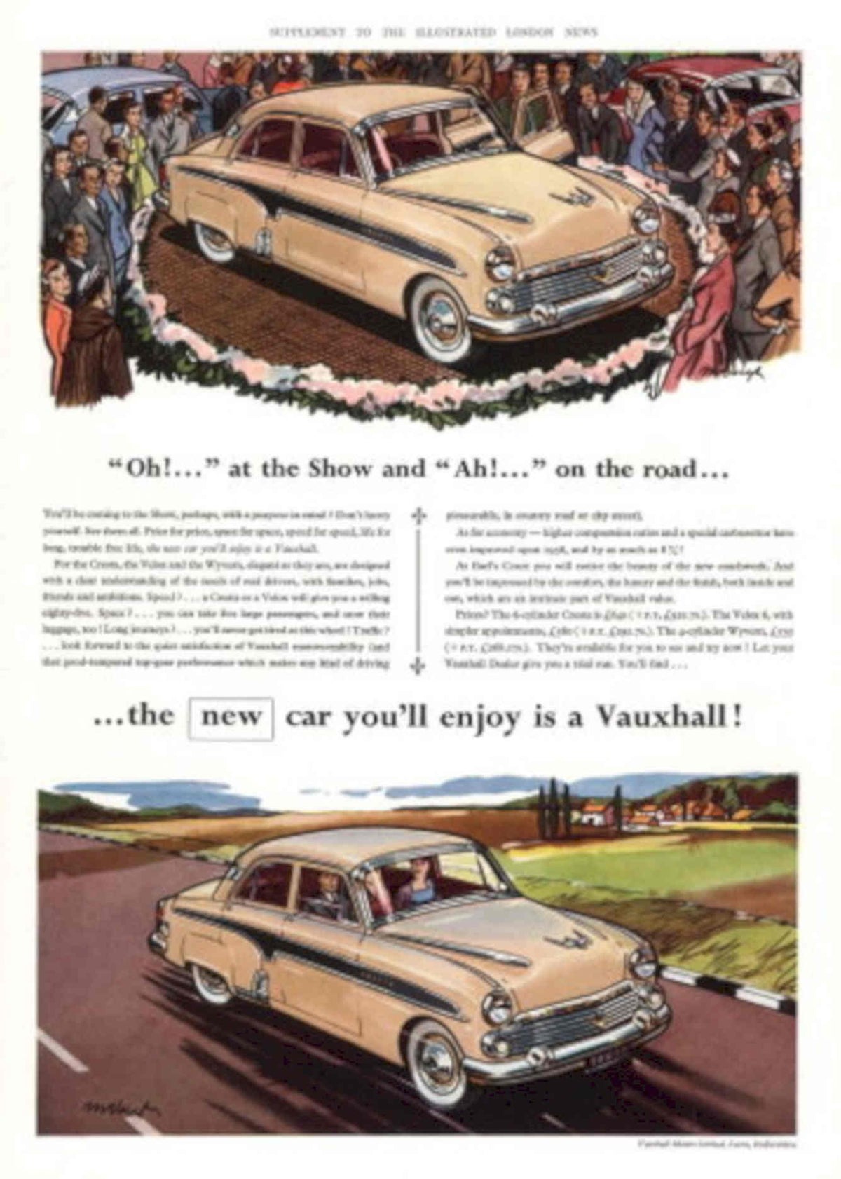 Vauxhall Car Roadside 1950s Vintage Retro Advert Poster