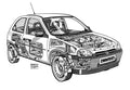 Vauxhall CorsaB 1993 1536x1063 cutaway A4 Photo Print