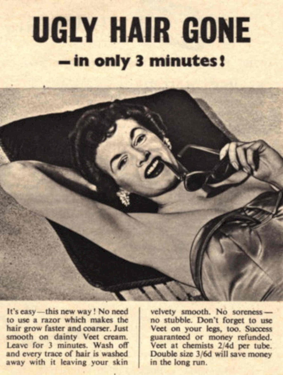 Veet Cream Chair 1950s Vintage Retro Advert Poster