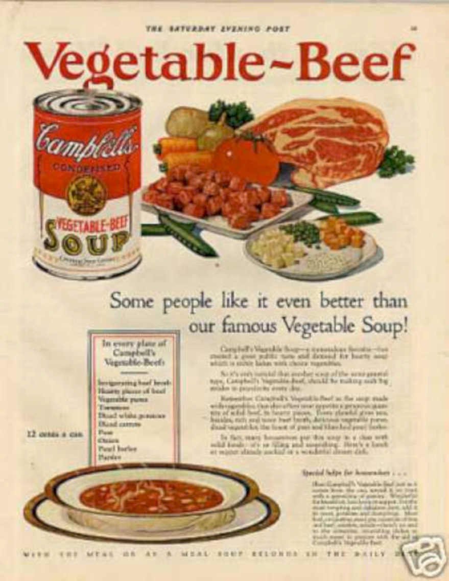 Vegetable Beef Soup Vintage Retro Advert Ads A4 Photo Print