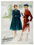 Velvet Coats Harrods 1950s Vintage Retro Advert Poster
