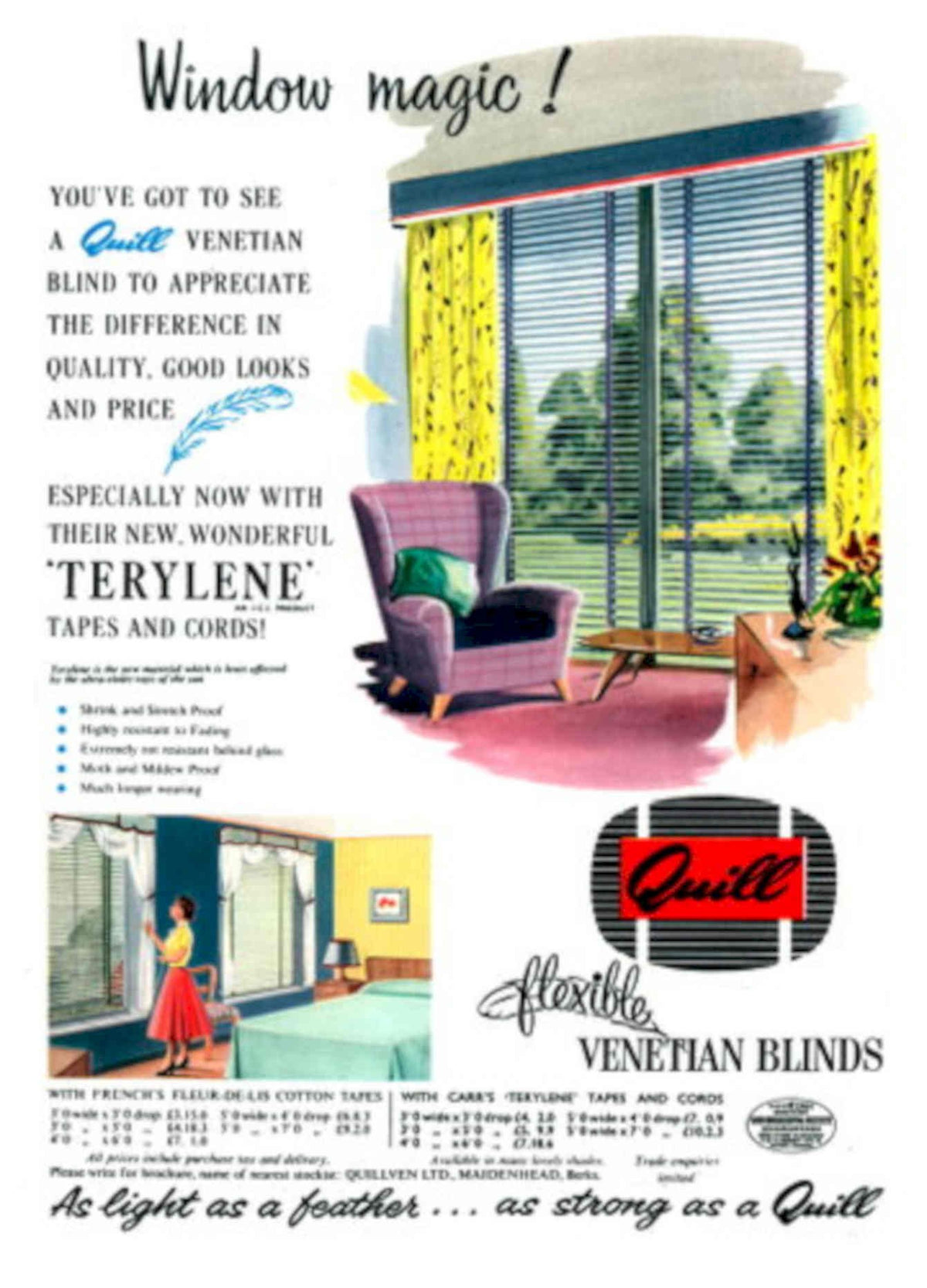 Venetian Blinds Quilt 1950s Vintage Retro Advert Poster