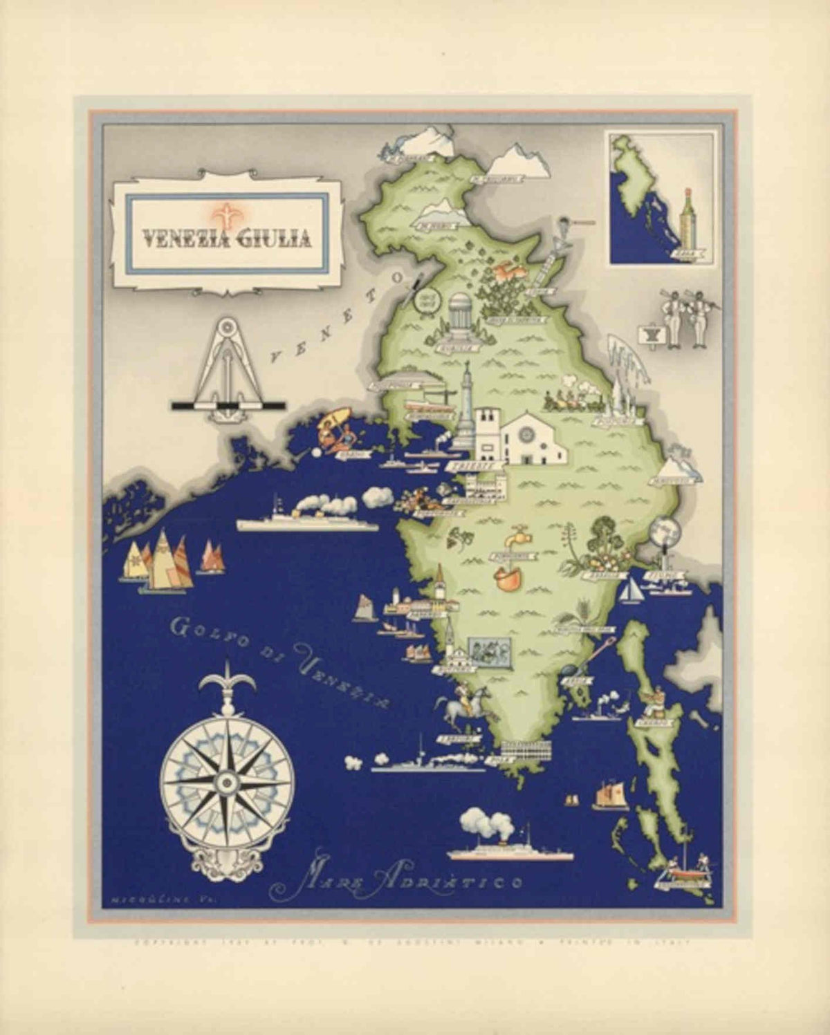 Venezia Giulia Map Vintage Retro Advert Poster