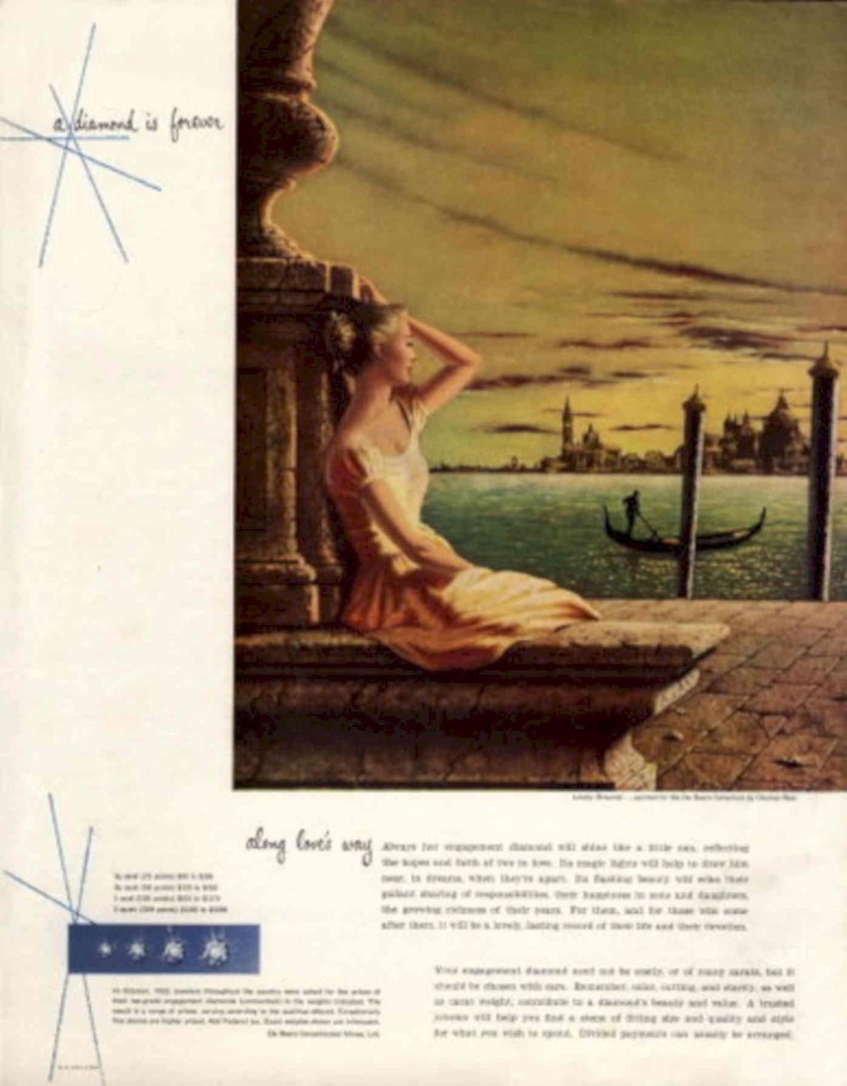 Venice Balcony Diamond 1950s Vintage Retro Advert Poster