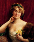 Vernon Emile An Elegant Lady With A Yellow Rose A4 Photo Print