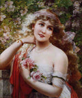 Vernon Emile Young Lady With Roses A4 Photo Print