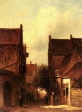 Vertin Petrus Garardus Street Scene With Figures Possibly Rotterdam A4 Photo Print