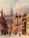 Vertin Petrus Gerardus Snowy Street With The St Bavo Beyond Haarlem A4 Photo Print