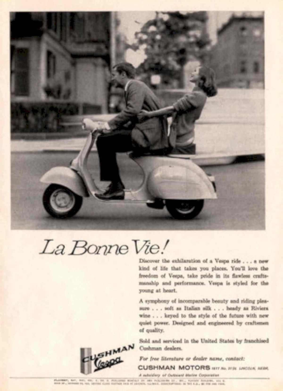 Vespa Couple Scooter 1950s Vintage Retro Advert Poster