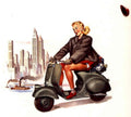 Vespa Scooter Cityscape 1950s Vintage Retro Advert Poster