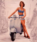 Vespa Scooter Seaside 1950s Vintage Retro Advert Poster