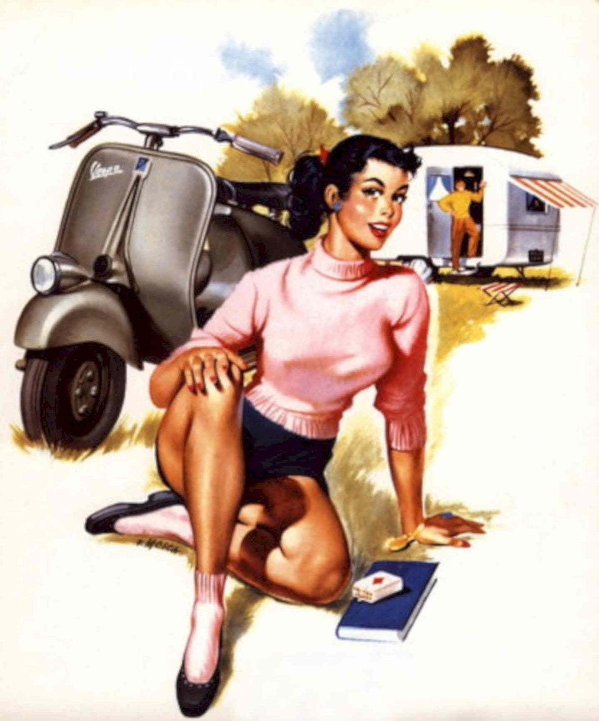 Vespa Scooter Travel 1950s Vintage Retro Advert Poster