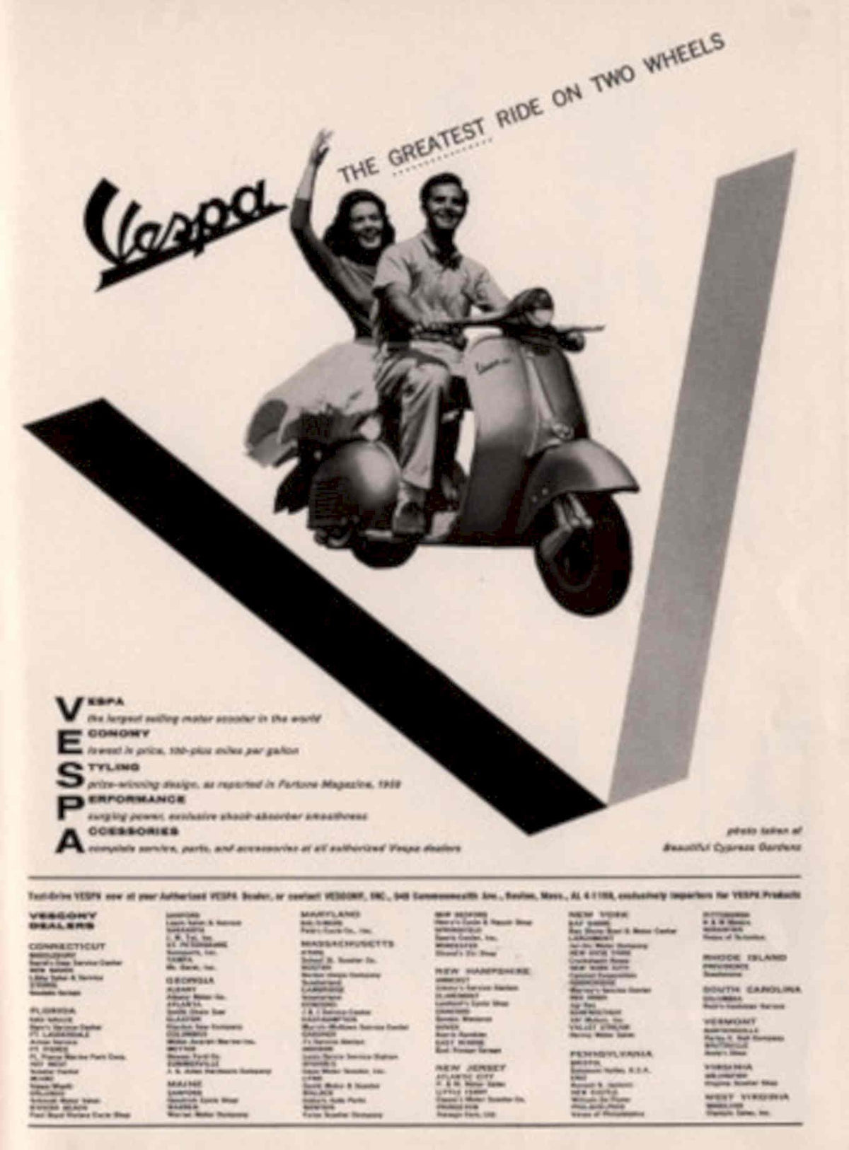 Vespa Scooters Ride 1950s Vintage Retro Advert Poster