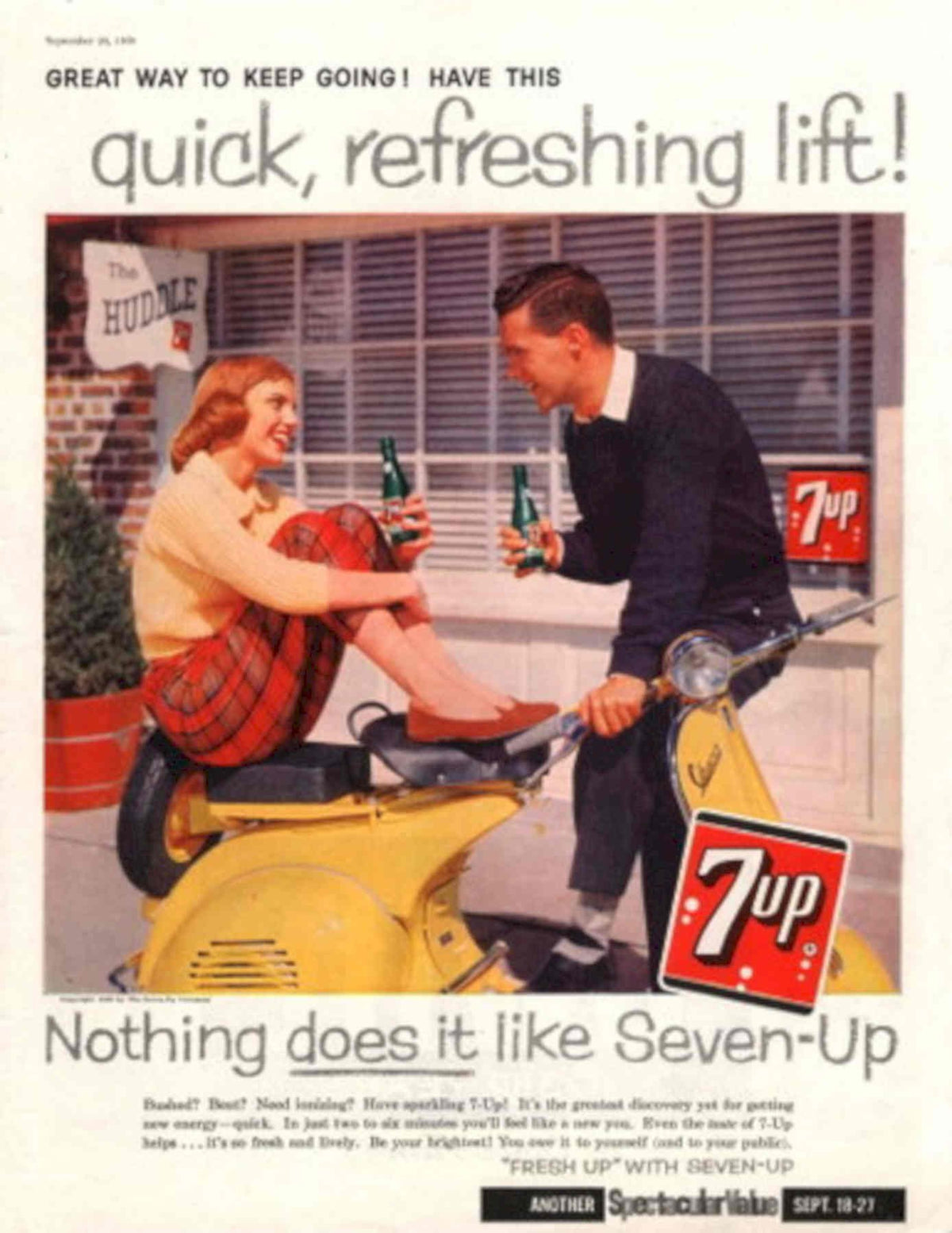 Vespa Seven Up 1950s Vintage Retro Advert Poster