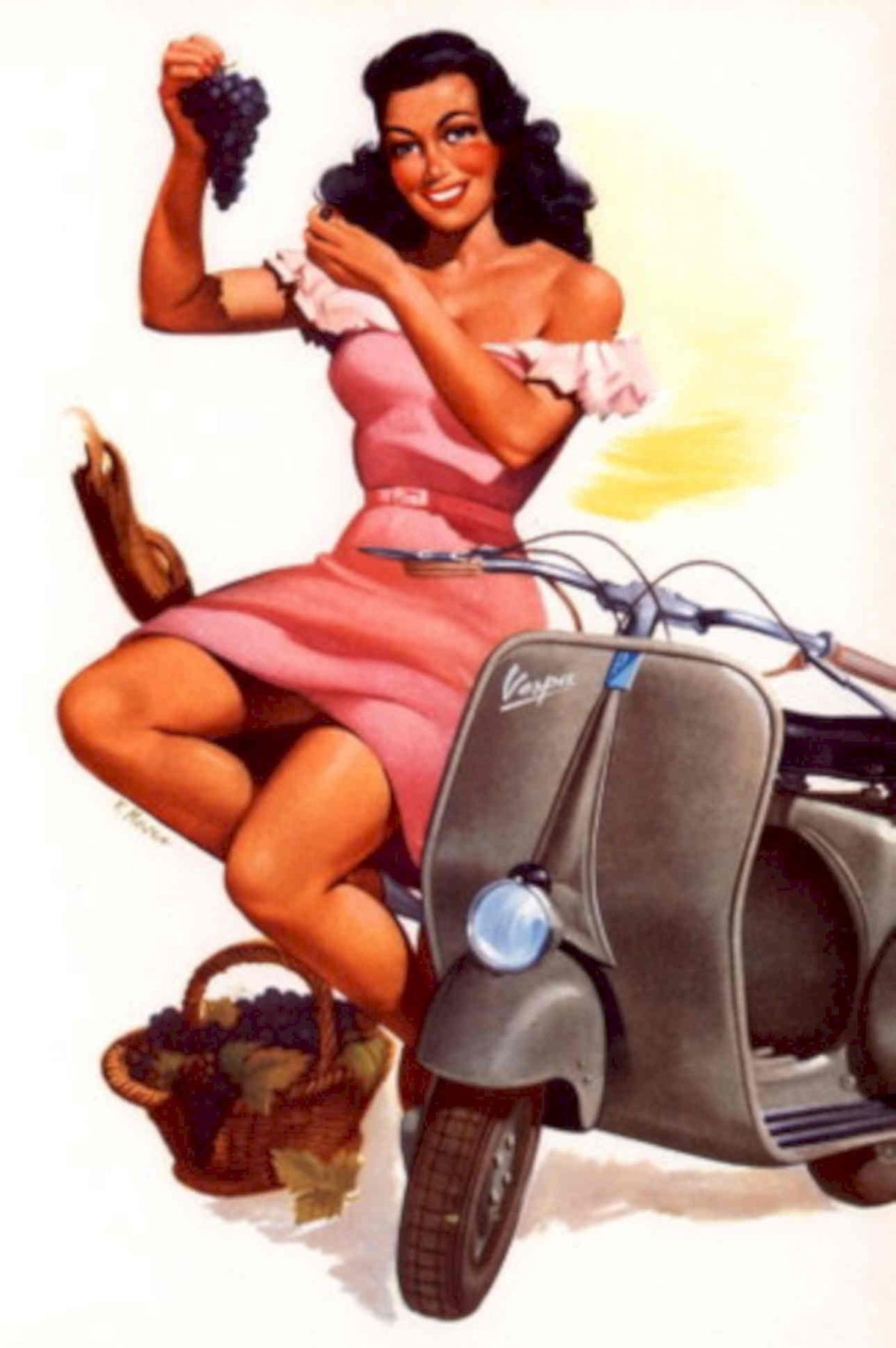 Vespa Summer Rina 1950s Vintage Retro Advert Poster