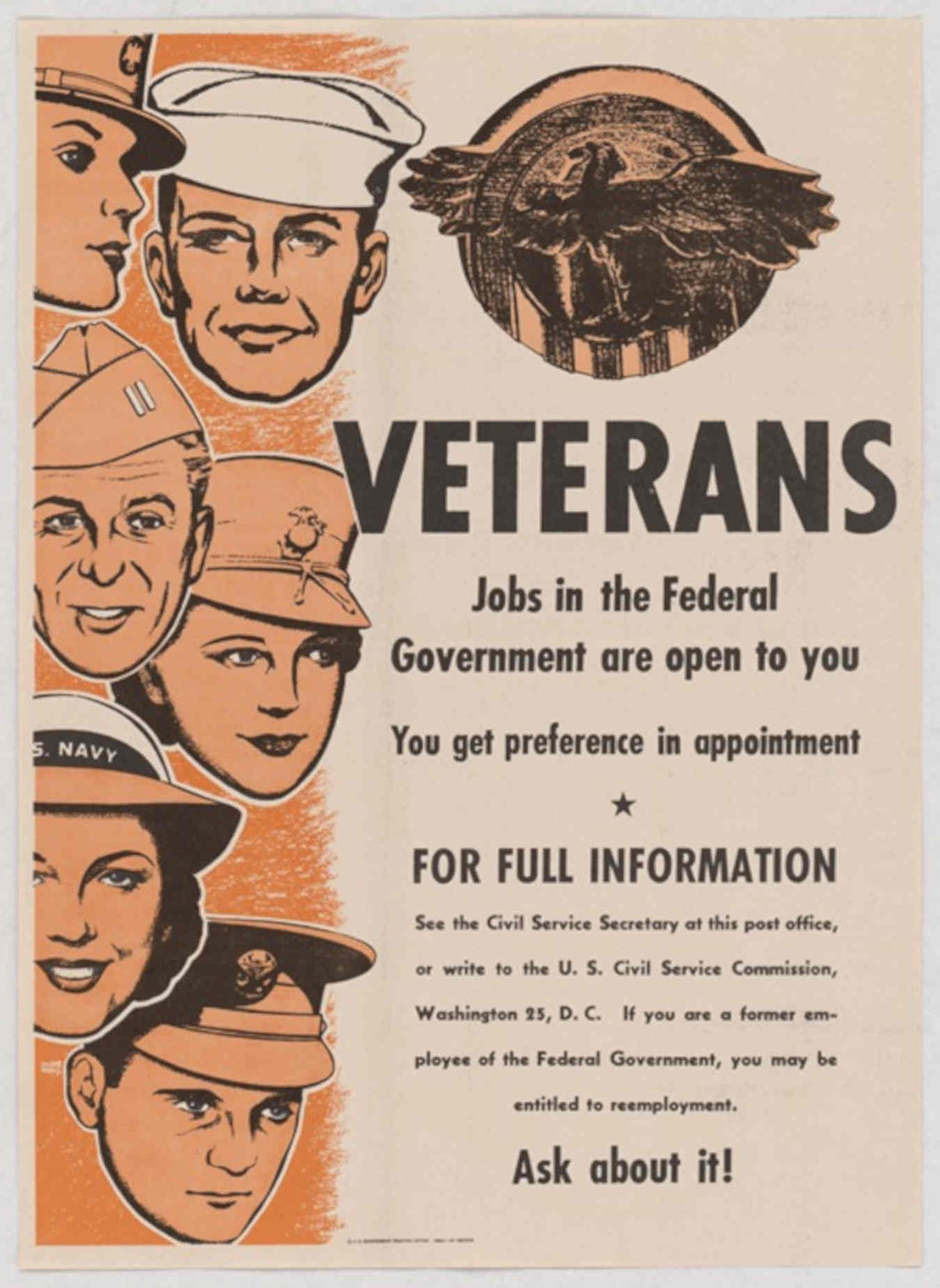 Veterans Grid Eagle American World War II Advert Poster