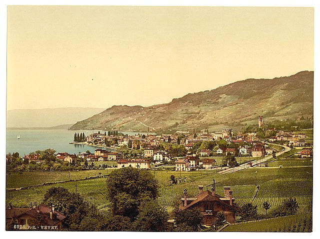 Vevey general view Geneva Lake Vintage A4 Photo Print