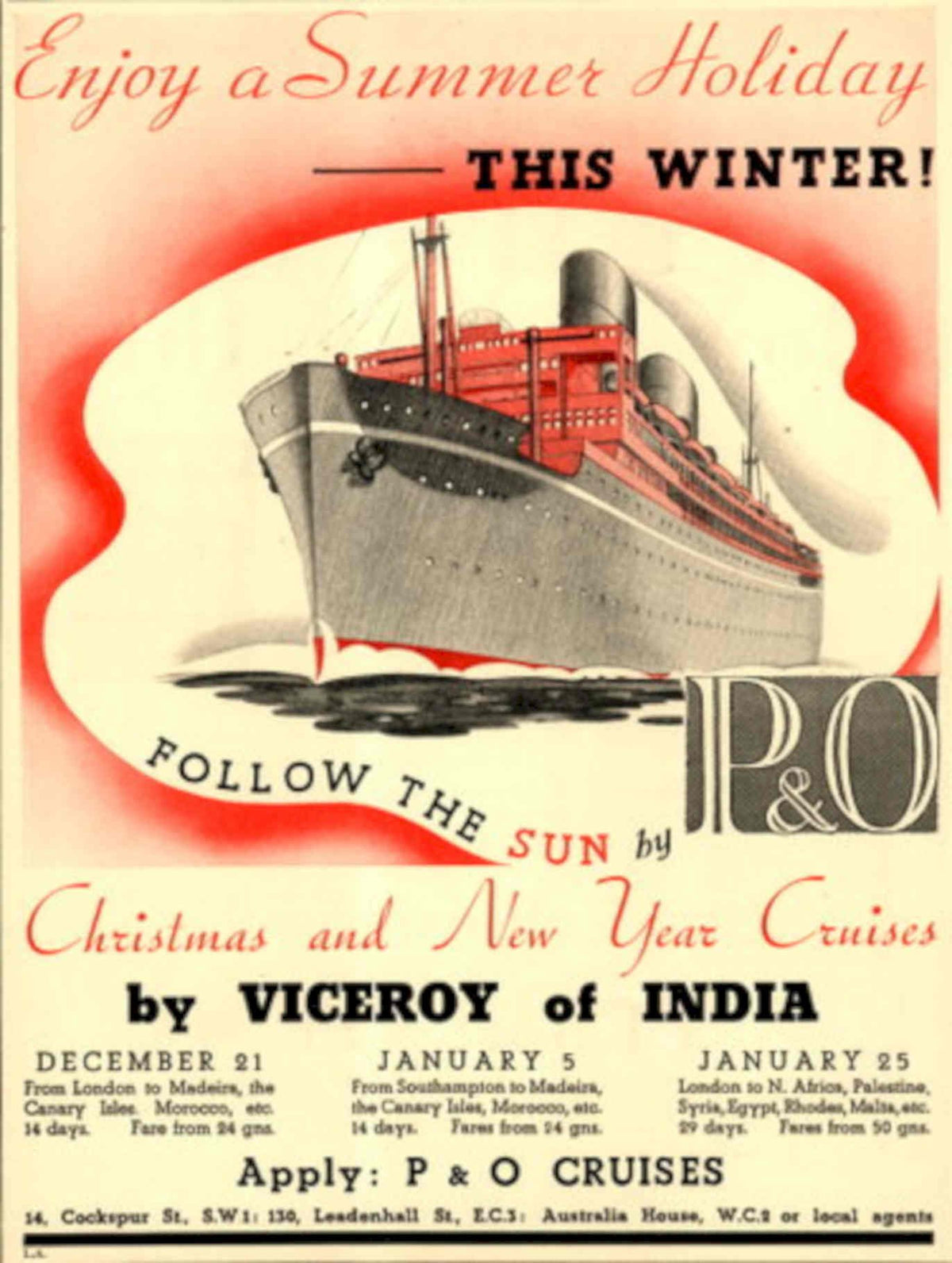 Viceroy India Cruises 1 1930s Vintage Retro Advert Poster