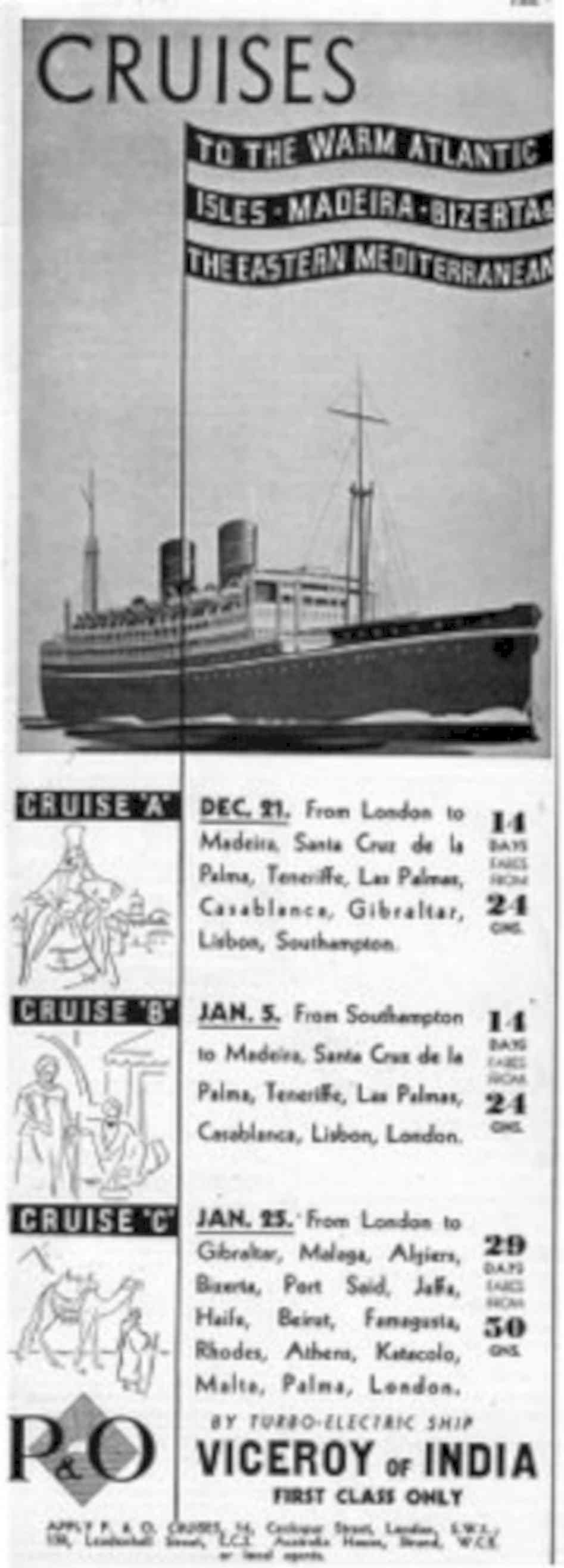 Viceroy India Cruises 1930s Vintage Retro Advert Poster