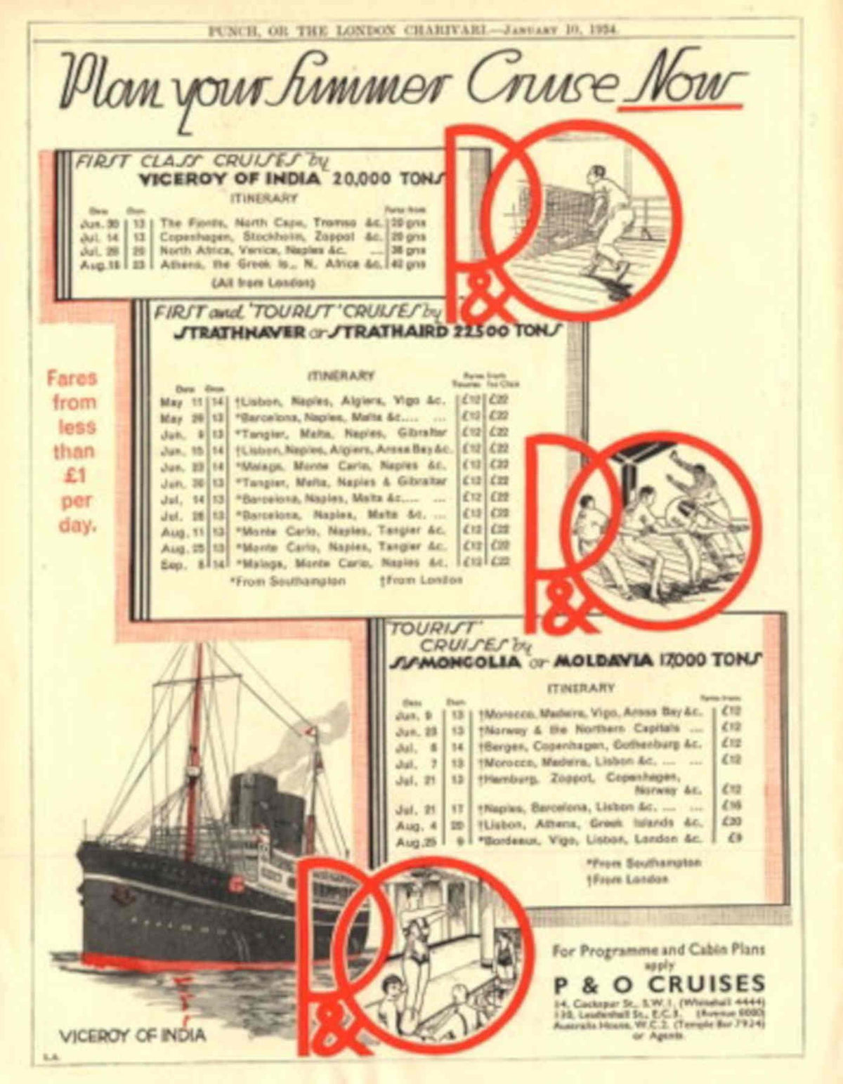 Viceroys Ship Cruise 1930s Vintage Retro Advert Poster