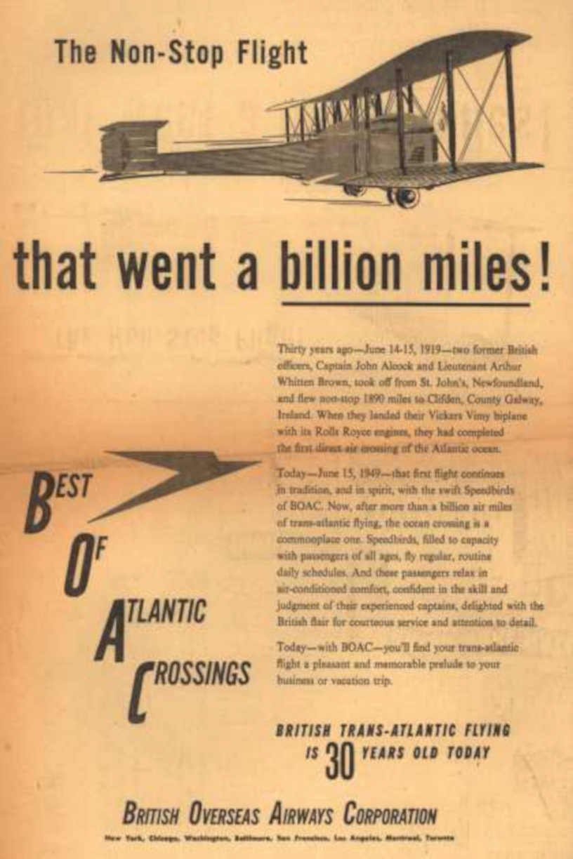 Vickers Vimy Atlantic Vintage Retro Advert Ads A4 Photo Print