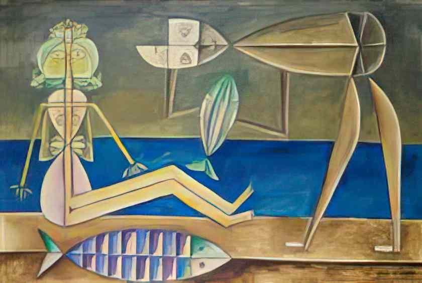 Victor Brauner personnages sur la plage 1955 Art A4 Photo Print