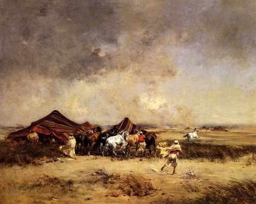 Victor Pierre Huguet Arab Encampment A4 Photo Print