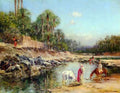 Victor Pierre Huguet Figures Standing By A Caravan A4 Photo Print