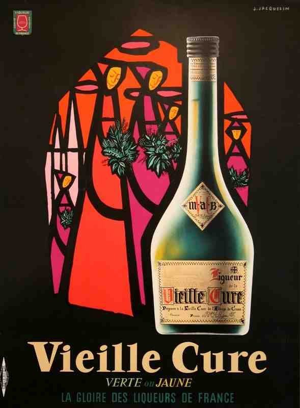 Vieille Cure 1950S Black Jacquelin Liqueur Vintage Advert A4 Photo Print
