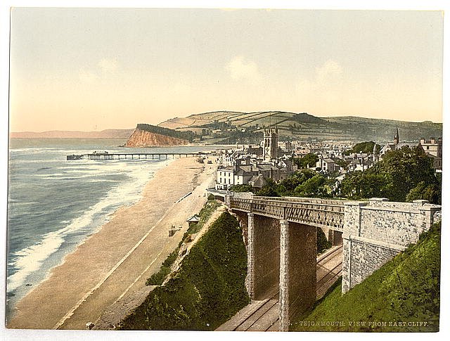 View from E Cliff Teignmouth Vintage A4 Photo Print
