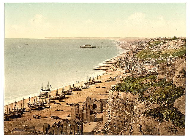 View from the East Cliff Hastings Vintage A4 Photo Print
