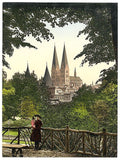 View from wall towards Marys Church Lubeck Vintage A4 Photo Print