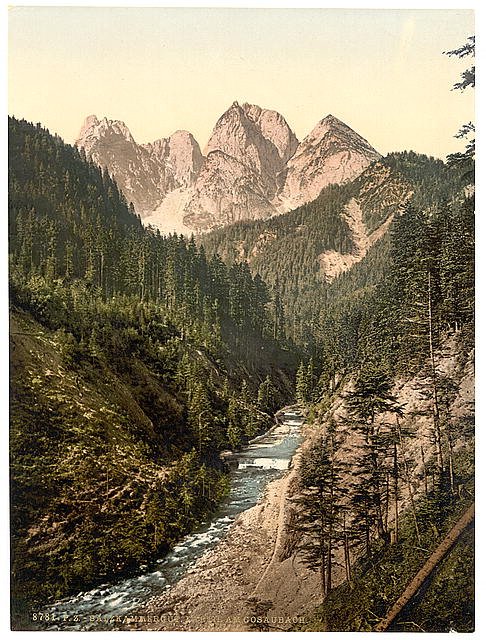 View on the Gosaubach Upper Austria Vintage A4 Photo Print