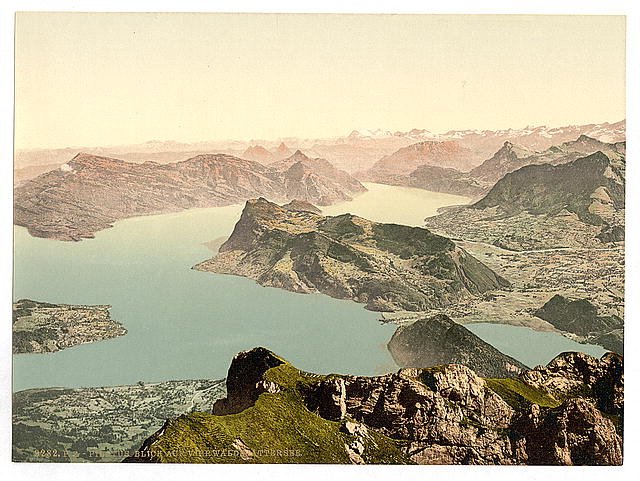 View over the Lake of Four Cantons Pilatus Vintage A4 Photo Print
