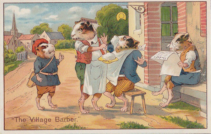 Village Barber Guinea Pig barber advert A4 Photo Print
