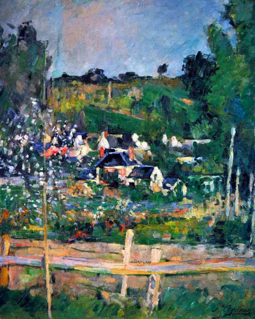 Village Behind The View Of Auvers Sur Oise The Fence Cezanne A4 Photo Print