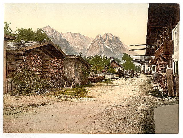 Village street Garmisch Upper Bavaria Vintage A4 Photo Print