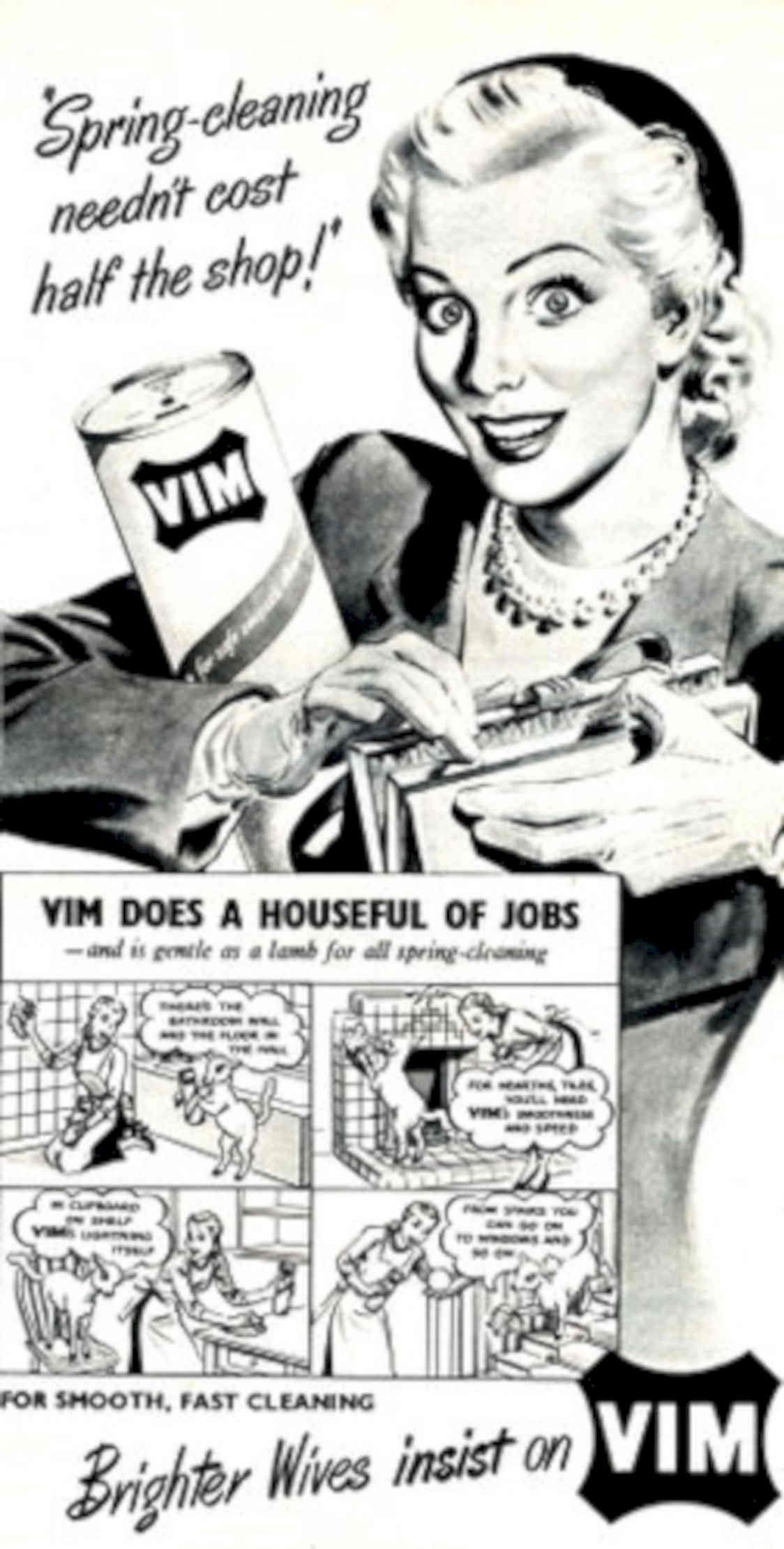 Vim Cleaning Wives 1950s Vintage Retro Advert Poster