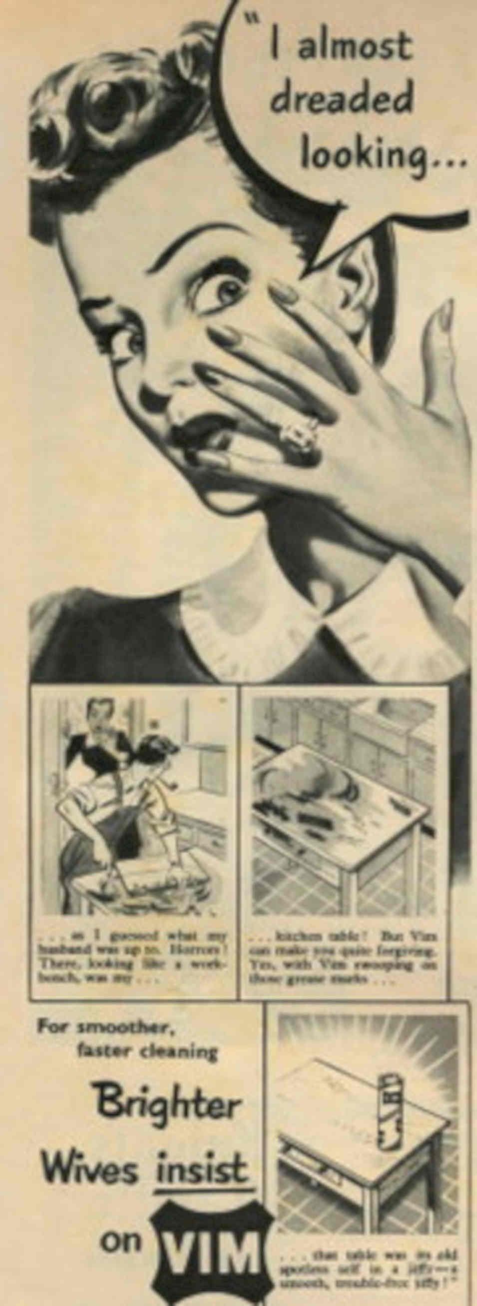 Vim Kitchen Wives 1950s Vintage Retro Advert Poster